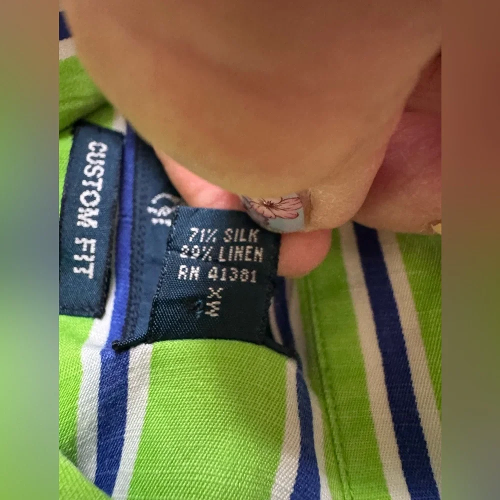 Ralph Lauren Custom Fit Silk & Linen Custom Fit Button Down XL Extra Large - Picture 7 of 9